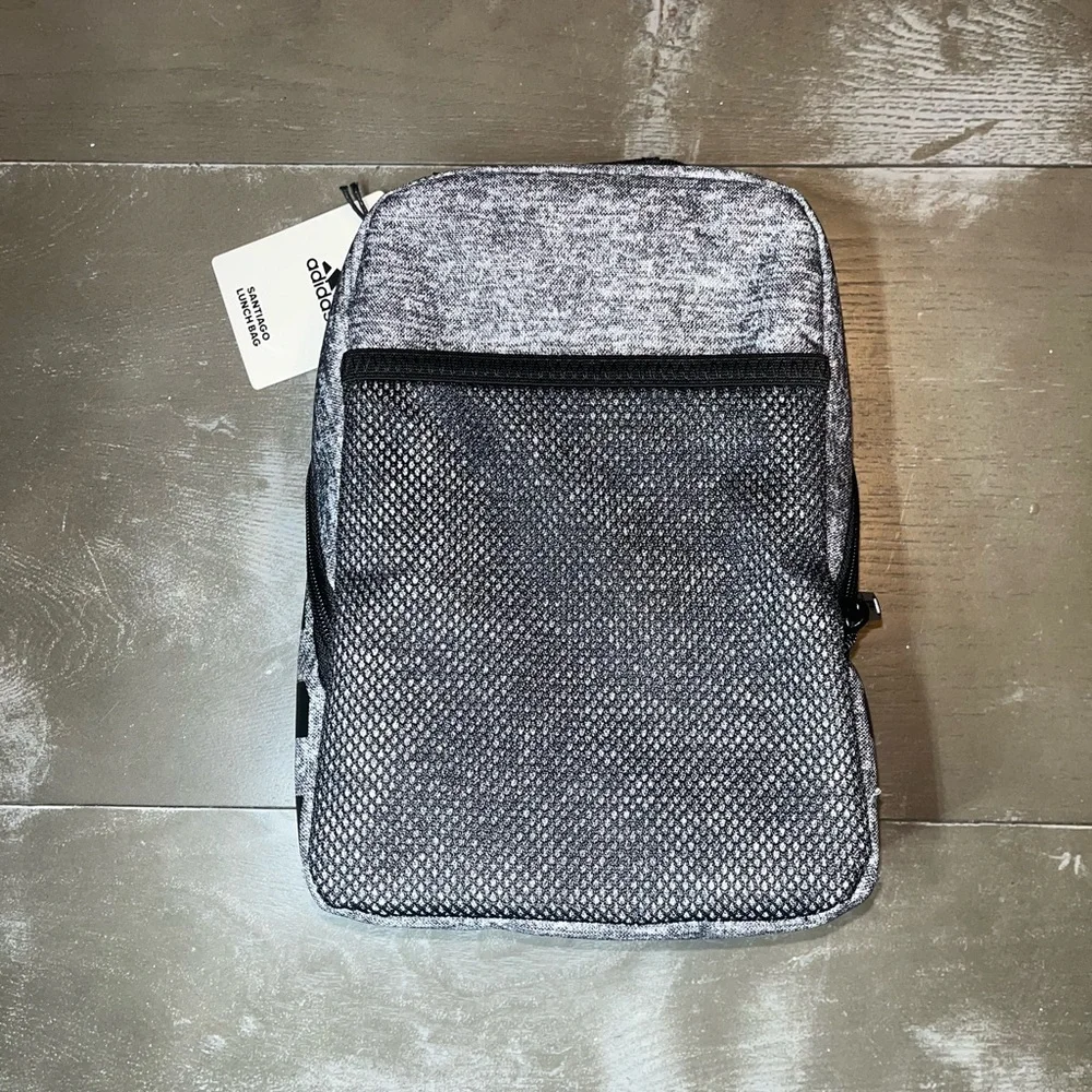 Adidas Gray Santiago Lunch Bag Zippered Black Insulated Mesh Zippered NWT
